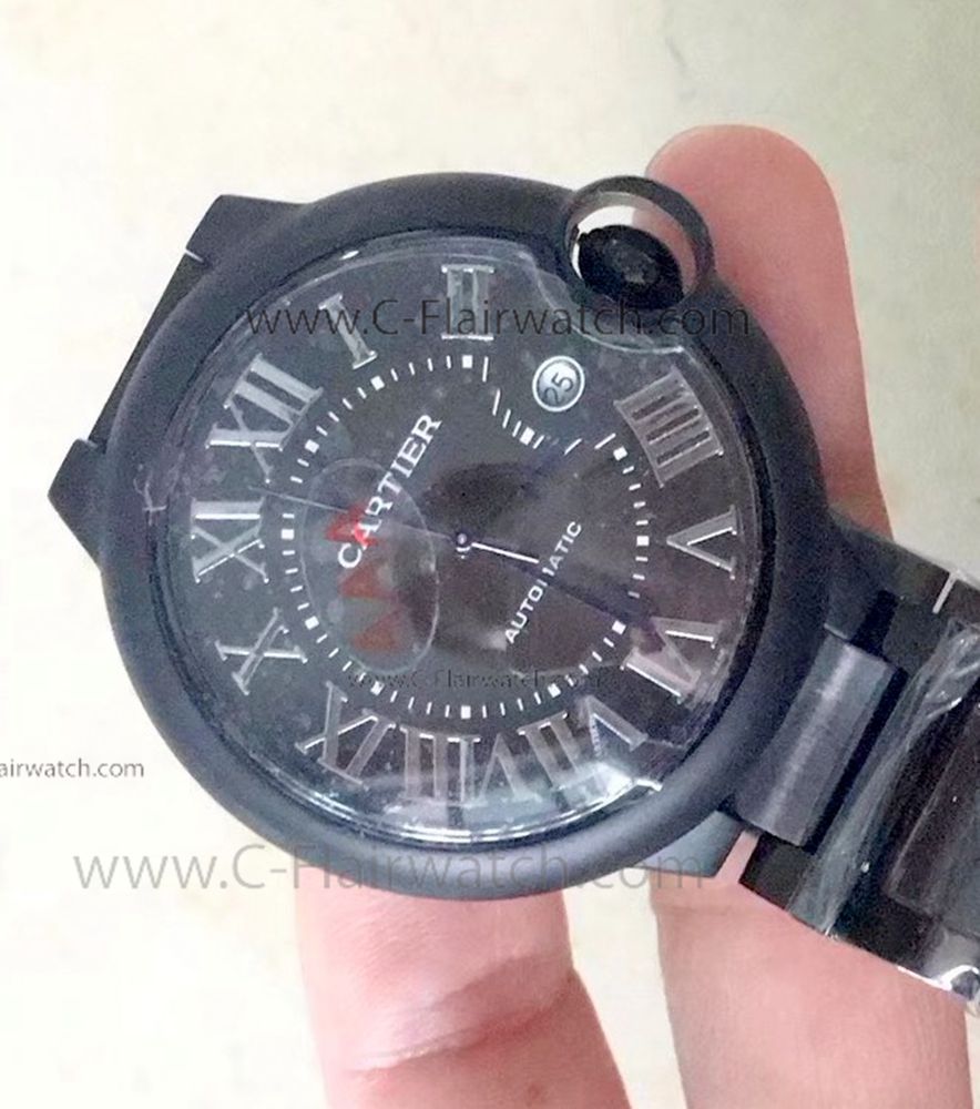 New Copy Ballon Bleu de Cartier Mens Watch Black Case